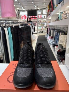 EXE Black Platform Slip-On Sneakers for Women